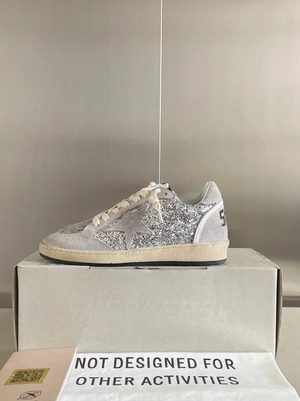 Silver Glitter Low-Top Sneakers for Women